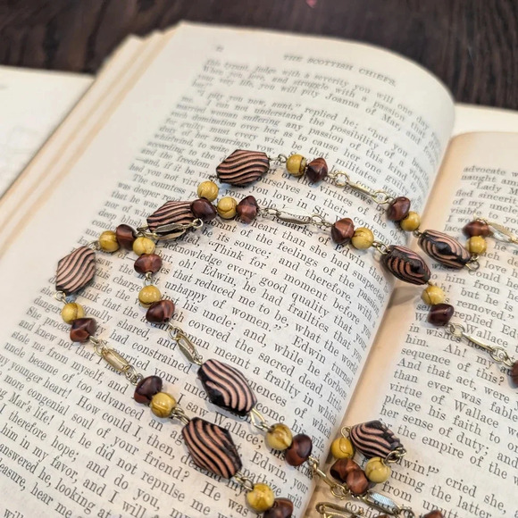 Brown and Yellow Beaded Necklace - Picture 6 of 7